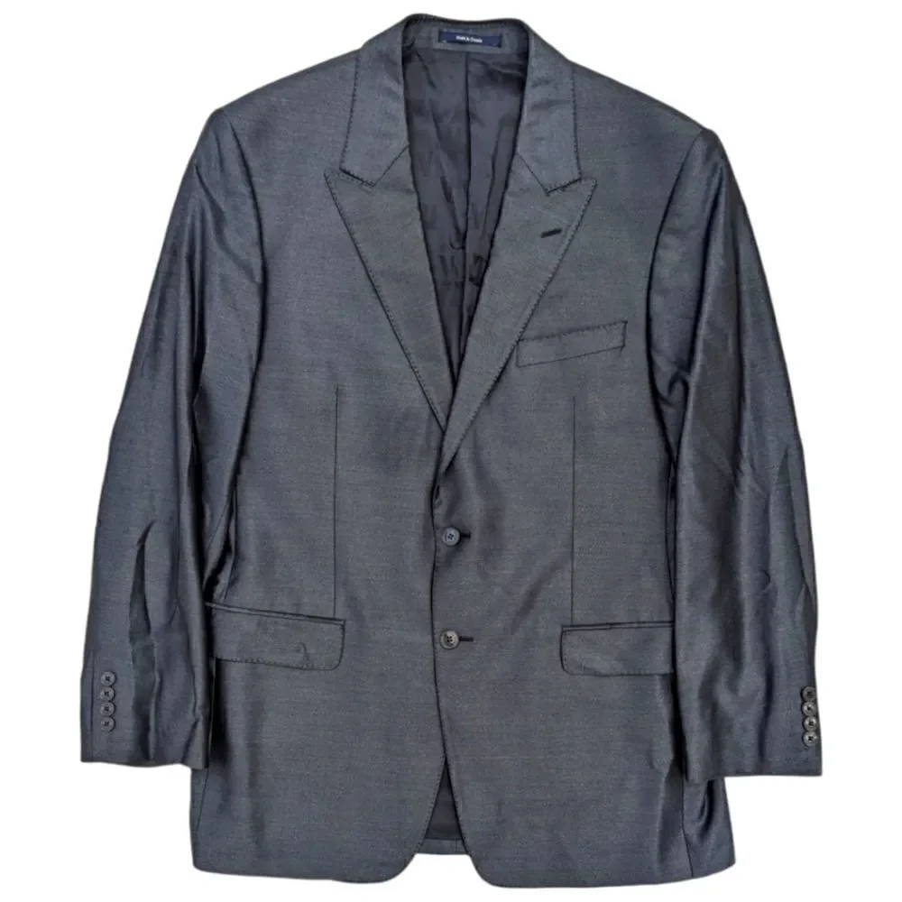 Versace Collection Men's 54R Wool & Silk Shiny Blue Two Button Blazer
